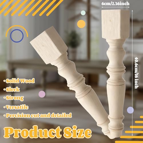 DoubleFill 2 Pcs Unfinished Kitchen Island Legs Wood Table Legs, Classic - color: Classic, size: 16" H X 2.6" W X 3.7" D