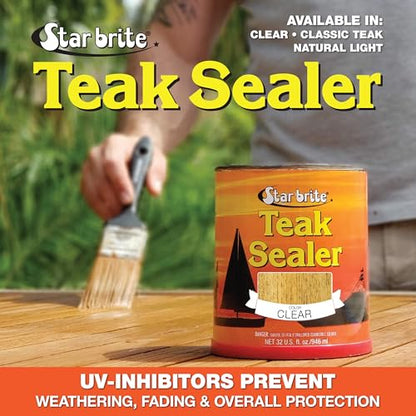 STAR BRITE Durable Clear Teak Sealer - One-Coat Coverage for All Fine Woods - Lasts Longer Than Traditional Oils - Clear Color - 1 GAL (096800) - color: Clear, style: 128 Oz Gallon