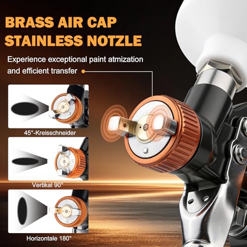 Mini HVLP Air Spray Gun with 0.8/1.0 mm Nozzles Touch UP Spray Gun - color: Orange