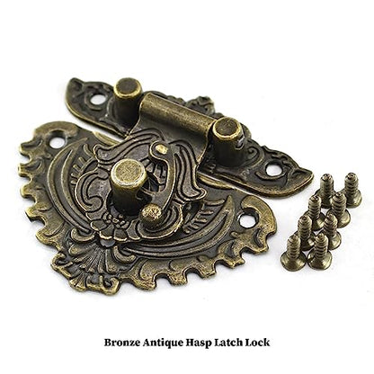 91Pcs Antique Engraved Decorative Hasp Latch Hinges with Screws