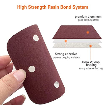 Detail Sander Sandpaper, Assorted 40/80/120/180/240 Grits Mouse Sanding Pads 5 Holes Hook and Loop Sanding Sheets for 140mm Mouse Palm Detail Sanders, 50pcs - size: Mixed Grits