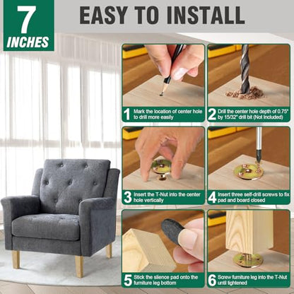 FoDau770 Square Furniture Legs 7 Inch, Ash Wood Legs with 5/16"-18 Bolts - size: 7 Inch