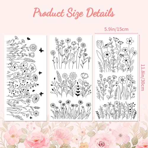 Peacoblue Black White Flowers Rub On Transfers for Furniture Craft 6"x12" - style: Black and White Flowers