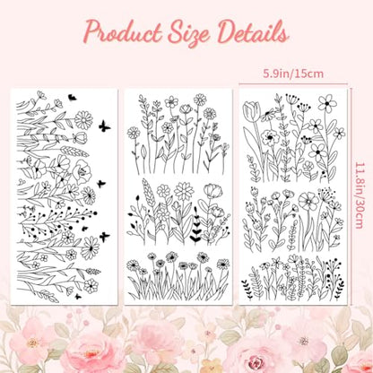 Peacoblue Black White Flowers Rub On Transfers for Furniture Craft 6"x12" - style: Black and White Flowers
