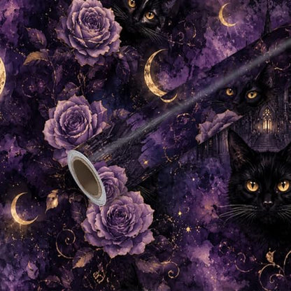 Nuxovilar Gothic Cat Wallpaper Peel and Stick 12x18In PVC - color: Nu-WJ-00004, size: 15.7" x 39.4"