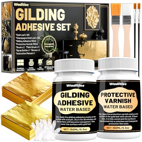 Gilding Adhesive Set, Wadities 5.3oz/150ml Water Based Adhesive and Varnish