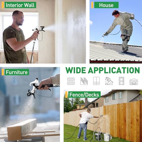 Airless Paint Sprayer, Thin-Free Elec, Brass Nozzles, Ext Rod,Min Overspray - color: Green