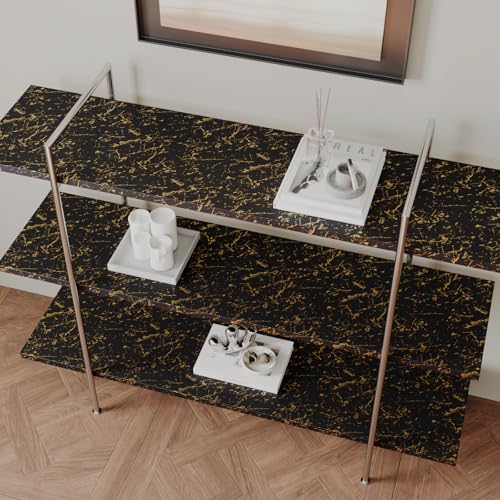 Black and Gold Marble Contact Paper Peel and Stick Countertops Waterproof Dark Marble Wallpaper for Bathroom Kitchen Prepasted Counter Top Cover Vinyl Wrap for Desk Table Cabinet 11.8"x118"