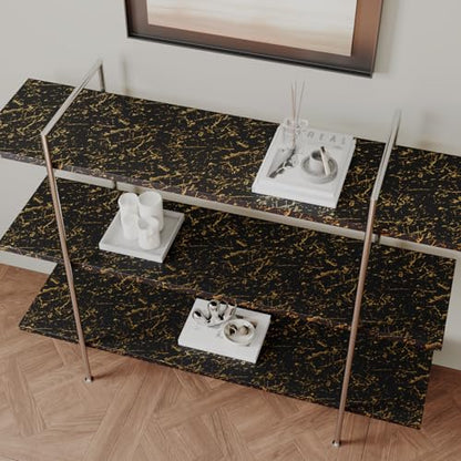 Black and Gold Marble Contact Paper Peel and Stick Countertops Waterproof Dark Marble Wallpaper for Bathroom Kitchen Prepasted Counter Top Cover Vinyl Wrap for Desk Table Cabinet 11.8"x118"