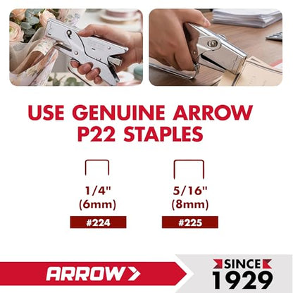 Arrow Fastener P22 Heavy Duty Handheld Plier Stapler for Crafts, Office, and Insulation, Uses 1/4-Inch and 5/16-Inch Staples - size: Medium