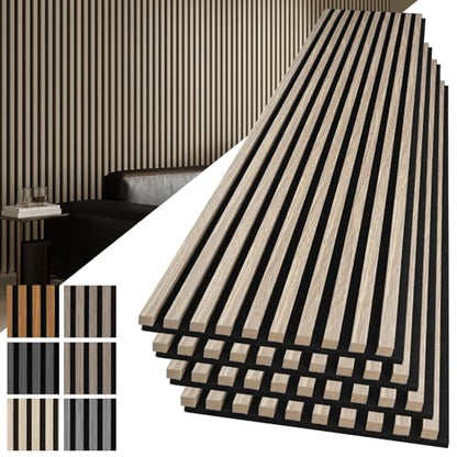 Art3d 108 x 12 in 3D Fluted Soundproof Wood Slat Wall Panel, 4-Pack, Oak - color: Oak, size: 4pcs - 108" x 12"