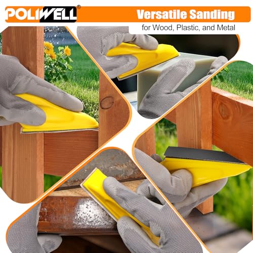 POLIWELL 120Pcs Micro Detail Sandpaper Kit with 3.5”×1” Hand Sanding Block - size: 80-600Grit