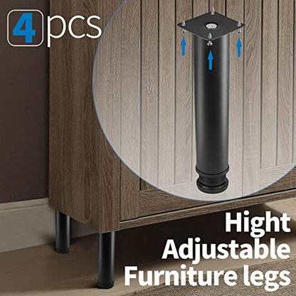 Stainless Steel Adjustable Furniture Legs 8 Inch - Black - 4pcs - color: Black, size: 8"