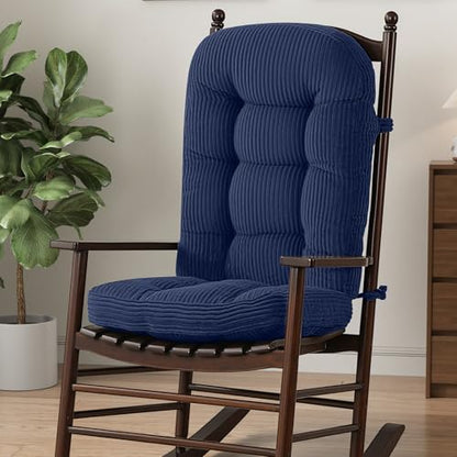 idee-home Rocking Chair Cushions Indoor, Glider Rocker Replacement Cushions - color: Navy, size: 28 X 19 X 4 In & 16 X 19 X 4 In