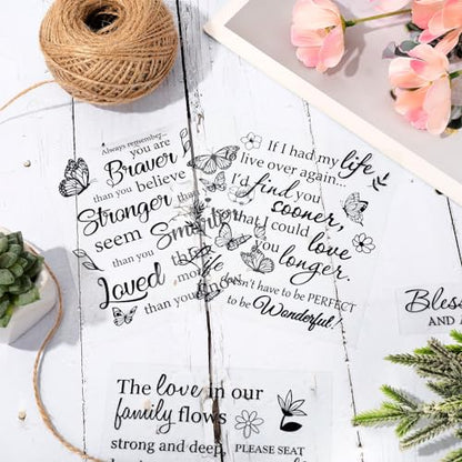 Whaline 12 Sheet Butterfly Inspirational Words Rub on Transfer for Crafts Black Warm Pattern Letters Rub on Transfer Furniture Stickers Decal for DIY Crafts Home Office School Decor, 5.5 x 5.5 Inch - style: Butterfly Words