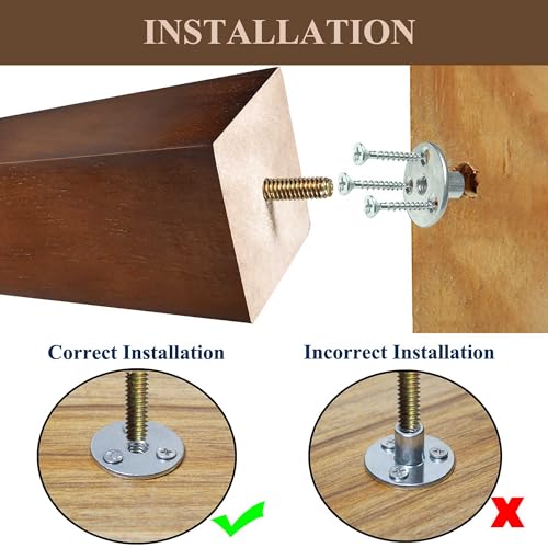 5 inch Sofa Legs Wood Furniture Legs Pack of 4 Pyramid Couch Legs Mid-Century Modern Brown Replacement Legs - size: 5 inch (4pcs) Standard (With hanger bolt)