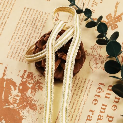 Beige 10 Yards Gimp Braid Trim, 12mm/0.47 Inch Wide Decorative Lace Webbing Fabric for Sewing Garments, Curtains, DIY Crafts, Lamps and Furniture Decoration (Beige