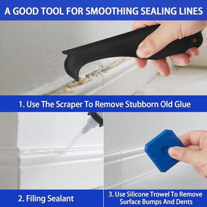12-Piece Caulking Tools with Putty Knife for Tile Sealing