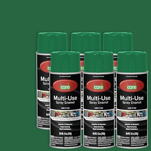 Spray Paint, 12 oz, 6-Pack (Gloss Dark Green) – All-Purpose, Indoor & Outdoor, Rust Resistant, for Wood, Metal, Plastic & Masonry - color: Dark Green