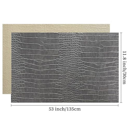 12" x 53" Glossy Embossed Crocodile Texture Faux Leather Roll Synthetic Leather Crafts Fabric for Wallets Keychains Handbags Making Sewing Crafts Material (Gray) - color: Gray
