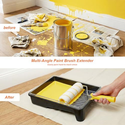 37PCS Paint Roller Kit with Thickened Extension Pole 2 to 4 FT, Plus