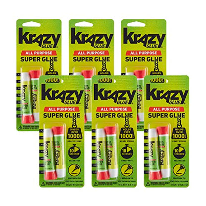 Krazy Glue All Purpose Instant Superglue, 2 g, (6 x 2 Packs) - size: 12 Count