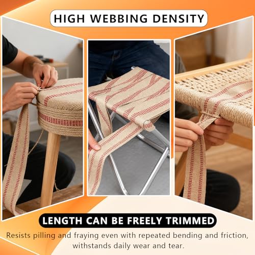 Chair Webbing, Jute Tape Stitching for Furniture Repair (3.5"x10 Yd)