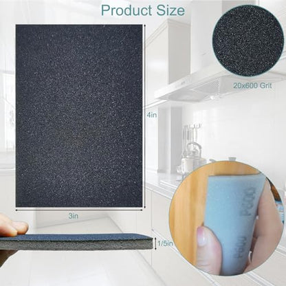 20 PCS 3 x 4 Inch 600 Grit Sanding Sponge, Ultra Fine Sanding Sponges Pads, Soft Foam Hand Sander Block Wet Dry Sandpaper for Model Drywall Metal Wood Furniture Polishing - style: 600 Grit