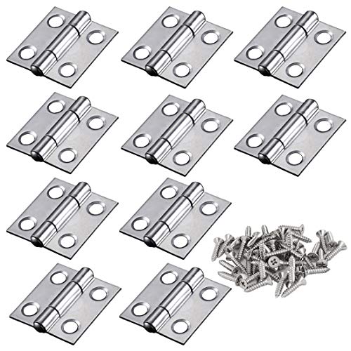 10pcs 304 Stainless Steel 1-inch Folding Butt Hinges Small Hinges Mini Door Hinges for Case Wooden Jewelry Box Lid Crafts (25mm x 24.5mm x 1mm) - size: 10pcs 1-inchL w Screws
