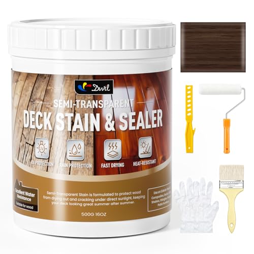 DWIL Wood Stain and Sealer in One 𝟮 𝗶𝗻 𝟭, Water Based Semi-Transparent Outdoor Wood Stain for Furniture, Fences, Railings, and Small Wood Projects, Fast Drying Low Odor (16oz Drak Brown) - color: Dark Brown, size: 16 oz
