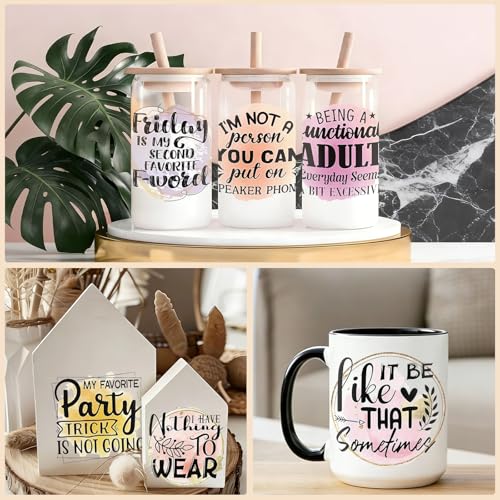 4 Sheets Rub on Transfers for Crafts, Animal Satirical Quotes Furniture Transfers for Wood, Glass, Plastic & Ceramics, Decorative Decals - style: Animal Satirical Quotes