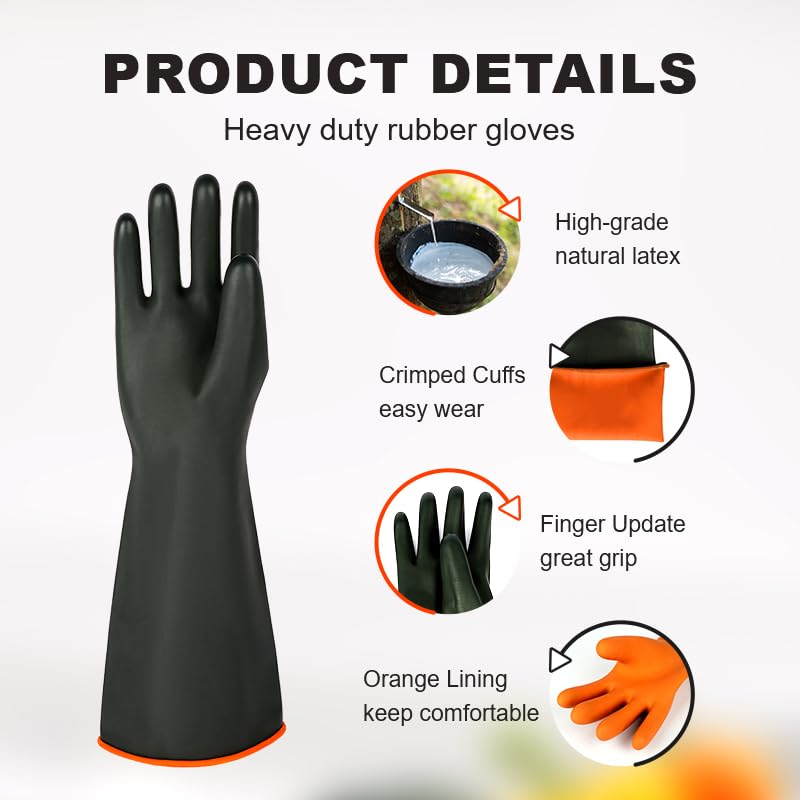 North Tower Heavy-Duty Latex Chemical Resistant Gloves,Long Rubber Gloves ﻿ - size: 18“