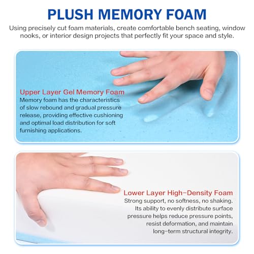 3"x24"x72" Upholstery Foam High Density Gel Memory Foam Cushion - size: 72"X24"x3