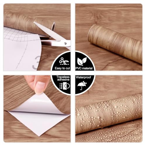 CAX Light Oak Wood Contact Paper Peel and Stick Wallpaper Kitchen Counter - color: Light Oak, size: 17.3" x 472"