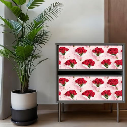Wall Decal 78.7 x 15.7 in Red Rose Bouquet Peel and Stick - color: colorful1023