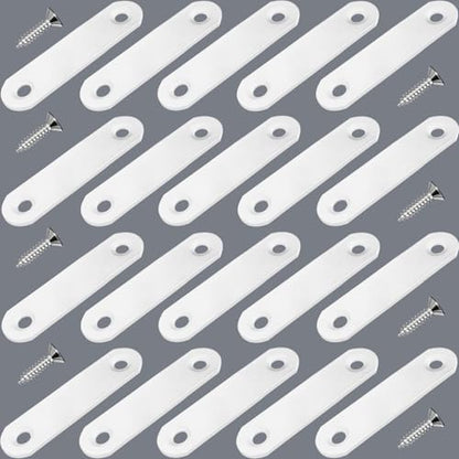 20 Pack White Flat Bracket 2.2" x 0.63" Straight Brace - color: White, size: 20 Pcs / 2.2 x 0.63 in