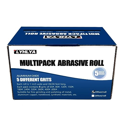 Assorted Sandpaper Rolls, 5 Grits Emery Cloth Rolls with Dispenser 150 240 320 400 600 Variety Grits Abrasive Sandpaper Rolls for Wood Metal Polishing, Each Roll 1 inch x 19.7 Feet - size: 5roll-6m