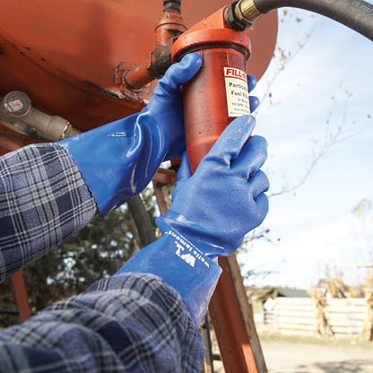 Wells Lamont PVC Chemical Resistant Gloves, Textured Grip, Gauntlet Cuff