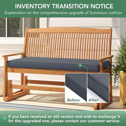 Summsun Outdoor Bench Cushion Pad, 42 x 18 x 3 Inch, Dark Grey - color: Dark Grey, size: 42x18x3 Inch