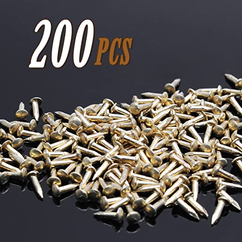 BokWin 200 Pcs Tiny Brad Nails 1.2x6mm Brass - color: Gold