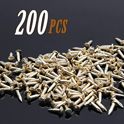 BokWin 200 Pcs Tiny Brad Nails 1.2x6mm Brass - color: Gold