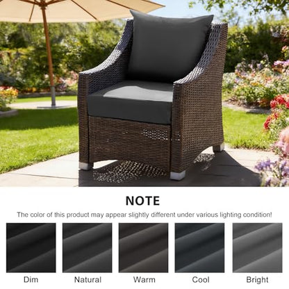 Outdoor Deep Seat Cushion Set, 24x24 Inch, Dark Grey, Set of 1 - color: Dark Grey