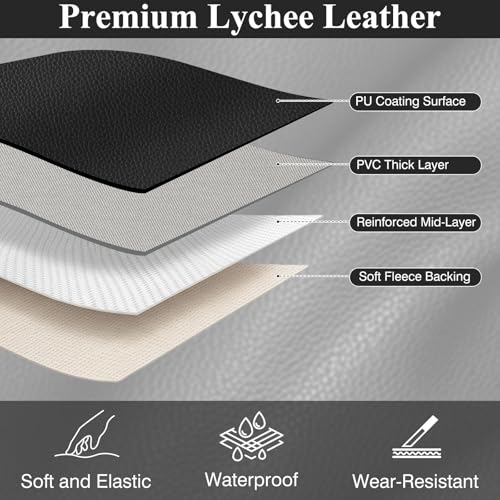 Faux Leather Fabric 55" W 1.15MM Thicken Marine Vinyl Fabric 15 Yards - color: Black, size: 15 Yards