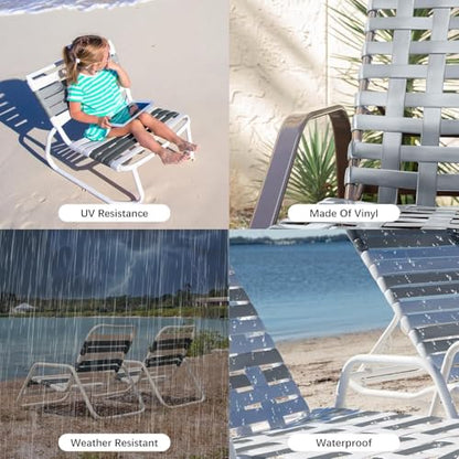 LukLoy 2" Wide 60ft Long Vinyl Straps for Patio Chairs Repairs, Grey - color: Grey, size: 60 Ft strap + 60 rivets