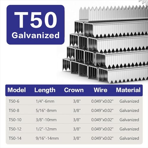 HW HAMWOO 20 Guage Galvanized T/50 Staples,6000pcs - size: Assembly---6000 Pcs