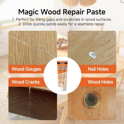 White Wood Filler, Stainable All‑Purpose Repair, 5.29 Oz (150g) - color: White, size: 150g