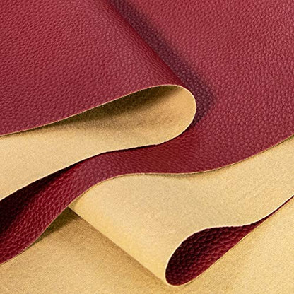 TORRAMI Soft Faux Leather Fabric, 1 Yard 54 x 36 in, Burgundy PU Leather - color: Burgundy, size: 1 Yard (54 x 36 inch)