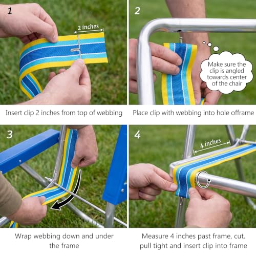 Lawn Outdoor Patio Chair Webbing,2.3" X 65.6 ft,Yellow and Blue