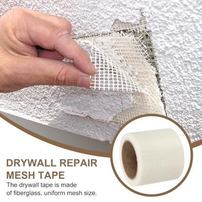 PATIKIL Drywall Repair Mesh Tape, 4 inch x 82 ft Fiberglass Repair Patch Self-Adhesive Dry Wall Joint Tape 8 Mesh Wall Hole Crack and Seam Patch, White - size: 4 inch x 82 Feet