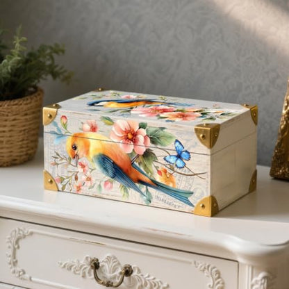 Peacoblue Single Bird Flower Rub On Transfers for Furniture 6"x12" - style: Single Photo Of Bird And Flower